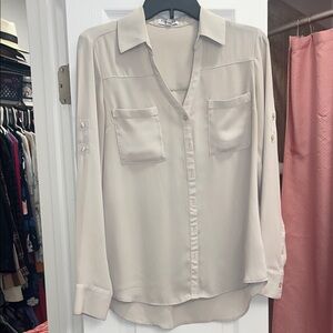 Express Cream Button-Front Utility Shirt